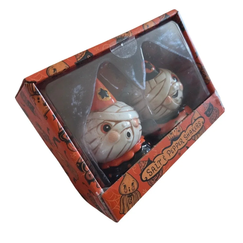 Johanna Parker Salt Pepper Shakers OS Orange New Halloween Mummy Set